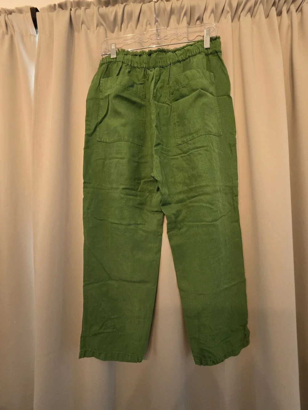 Zara Olive Green Wide Leg Linen-Blend Pants